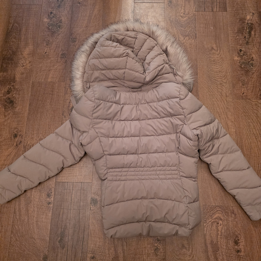 Calvin Klein Women's Tan Puffer Jacket with Faux Fur Hood - Picture 5 of 5
